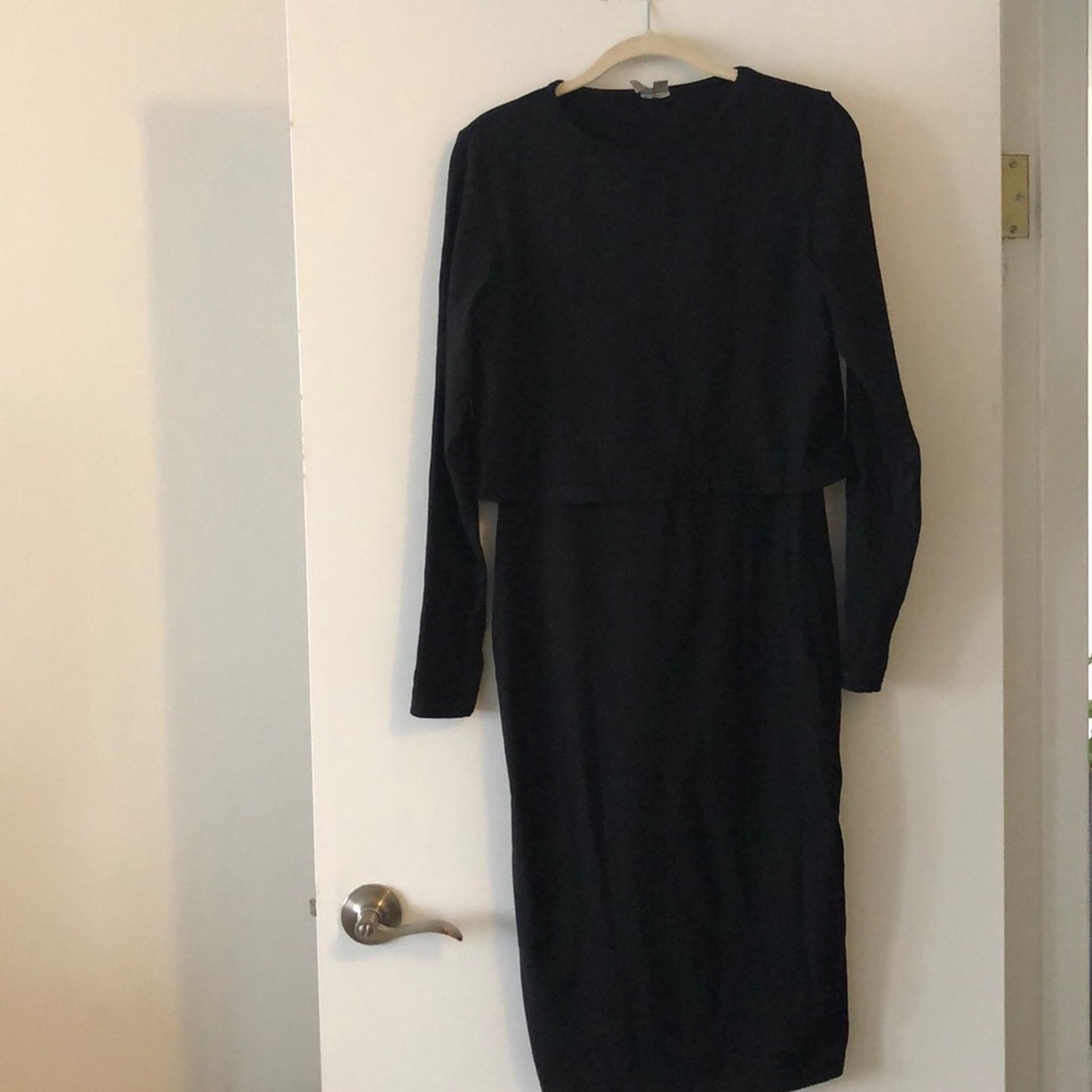 ASOS Black Long sleeve MIDI Dress